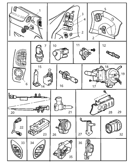 1997 Dodge Caravan Multifunction Switch Diagram for 5012382AA