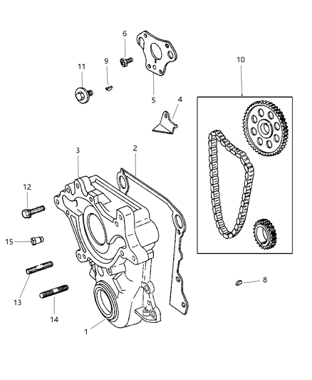 1999 Dodge Ram Wagon Timing Belt & Cover Diagram 1 - Thumbnail