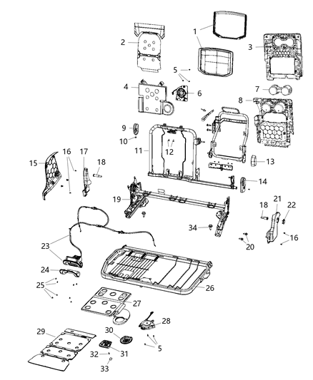 2020 Ram 1500 New Style Second Row - Rear Seat Hardware, Split Seat Diagram 2 - Thumbnail