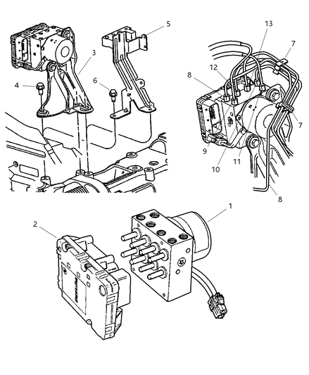 2001 Chrysler Voyager ABS Control Unit Bracket Diagram for 5018255AA