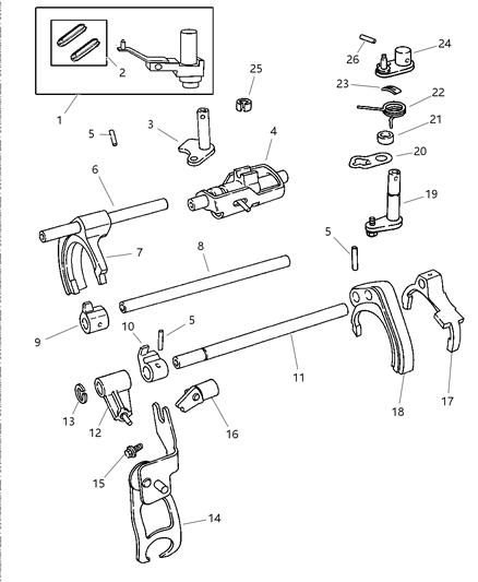 1998 Chrysler Sebring Convertible Fork & Rail Diagram