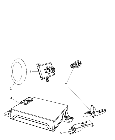 2008 Dodge Challenger Transmitter Kit Integrated Key Fob Diagram for 68044078AA