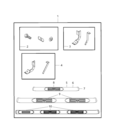 2008 Dodge Ram 1500 Step Pad Side Step Diagram for 5183054AA