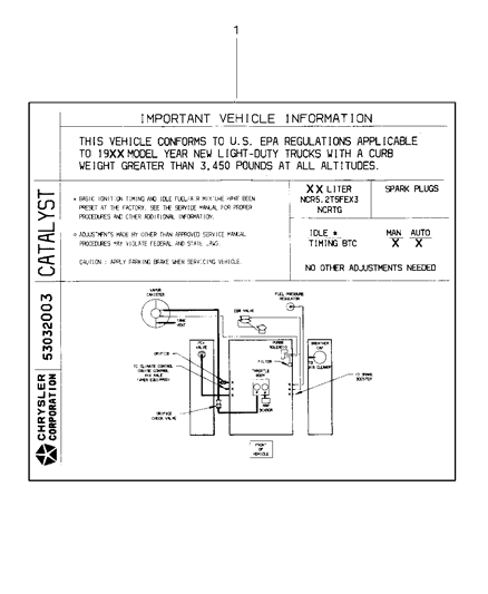 2002 Dodge Ram Van Label Emission Diagram for 52113847AB