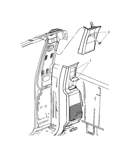 2011 Ram Dakota Interior Moldings And Pillars Diagram 3 - Thumbnail