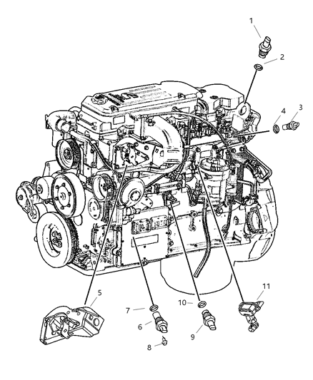 2001 Dodge Ram 3500 Regular Cab Sensors - Engine Diagram 2 - Thumbnail