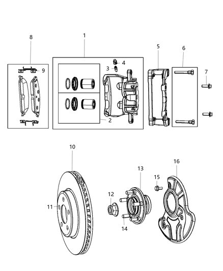 2013 Dodge Charger Rotor Brake Front Diagram for 4779197AF