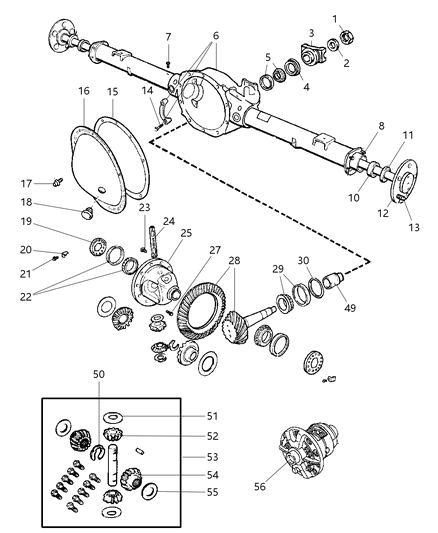 2004 Dodge Ram 1500 Axle Housing, Rear, With Differential Parts Diagram 1 - Thumbnail