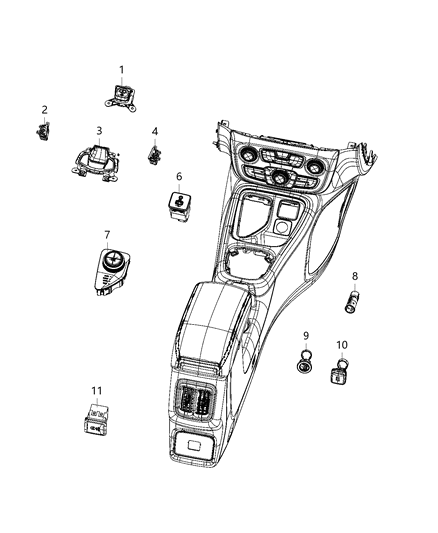 2021 Jeep Compass Switches - Console Diagram 1 - Thumbnail