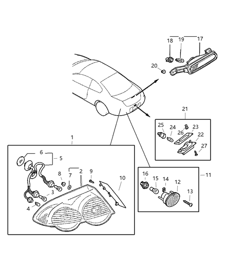 2003 Dodge Stratus Socket & Wire Diagram for MR987838