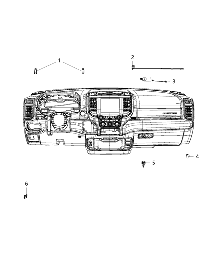 2019 Ram 1500 New Style Lighting, Instrument And Body Panel Trim Diagram