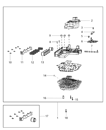 2011 Ram 3500 Cab Chassis Valve Body & Related Parts Diagram 1 - Thumbnail