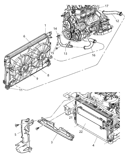 2006 Chrysler Pacifica Motor Radiator Fan Diagram for 5159081AA