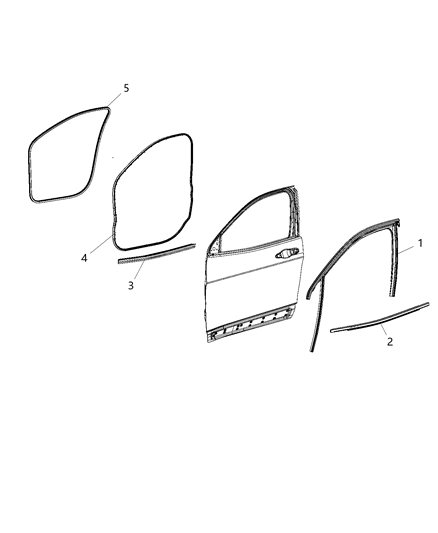 2021 Jeep Cherokee Weatherstrip On Body, Front Inner Diagram for 5056307AA