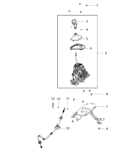 2016 Jeep Cherokee Shifter Transmission Diagram for 1UT703X9AG