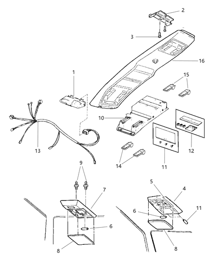 1997 Jeep Cherokee Courtesy Lamp Diagram for 5268175