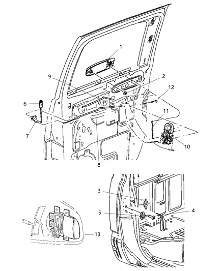 2005 Dodge Dakota Latch Rear Door Diagram for 55359794AB