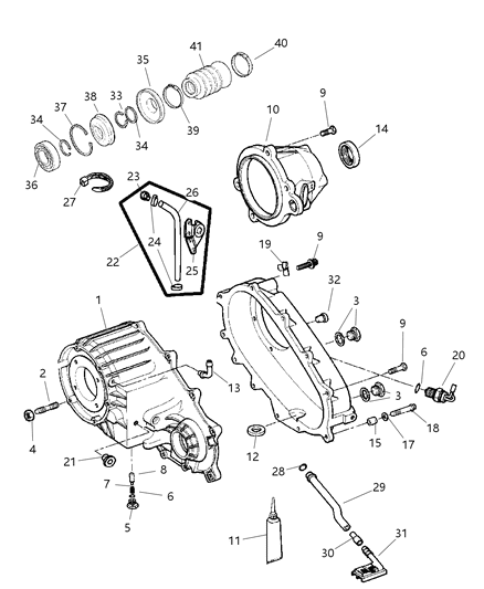 2003 Jeep Grand Cherokee Case & Related Parts of Transfer Case Model Diagram 1 - Thumbnail