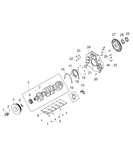 2020 Ram 3500 Cab Chassis Crankshaft, Crankshaft Bearings, Damper And Flywheel Diagram 2 - Thumbnail