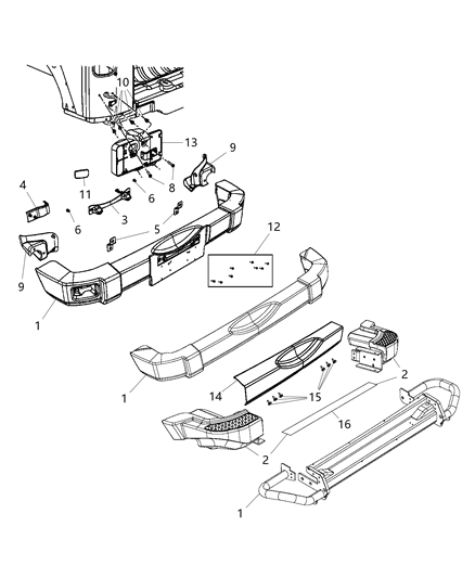 2013 Jeep Wrangler Rear Bumper Diagram 1 - Thumbnail