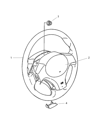 2003 Chrysler Sebring Steering Wheel, Black Diagram for MR569189XA