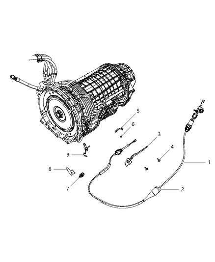 2009 Dodge Durango Gearshift Lever , Cable And Bracket Diagram 1 - Thumbnail