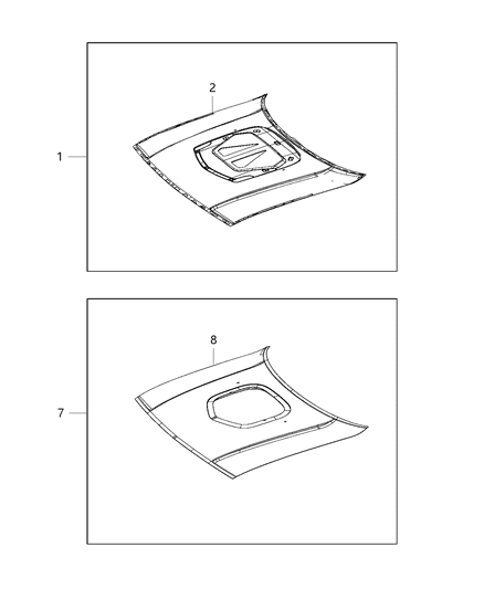 2015 Dodge Challenger Hood of Mopar Accessories - Component Parts Diagram