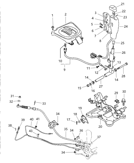 1999 Dodge Avenger Knob, Gearshift Lever Diagram for MB732340