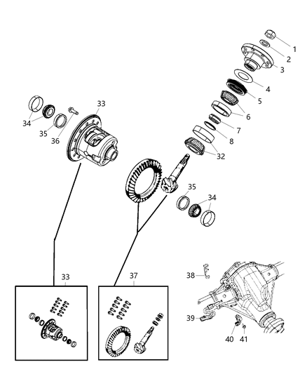 2008 Jeep Wrangler Differential Assembly, Rear Diagram 2 - Thumbnail