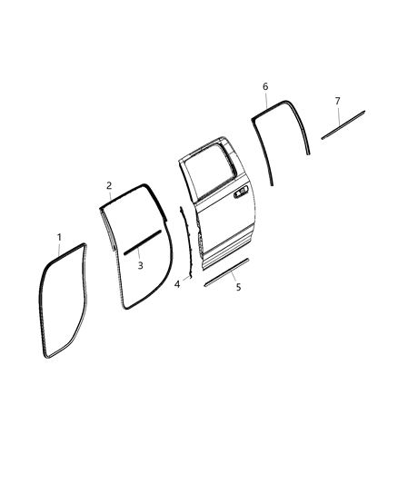 2020 Ram 2500 Weatherstrip Rear Door Belt Outer Diagram for 68245335AD