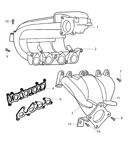 2004 Chrysler PT Cruiser Manifolds - Intake & Exhaust Diagram 1 - Thumbnail