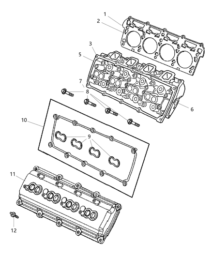 2007 Jeep Commander Cylinder Head & Covers And Mounting Diagram 5 - Thumbnail