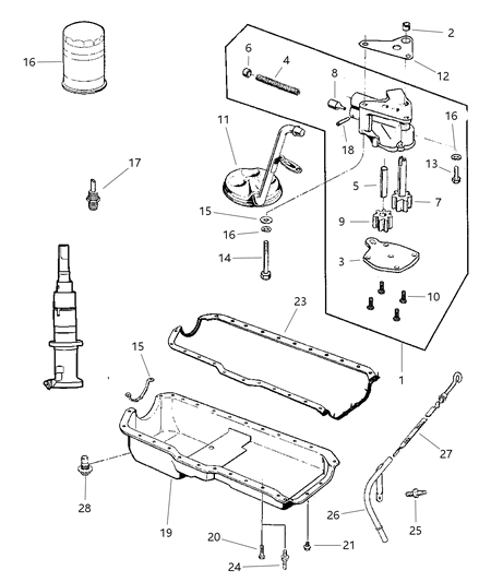 1999 Jeep Grand Cherokee Engine Oiling Diagram 1 - Thumbnail