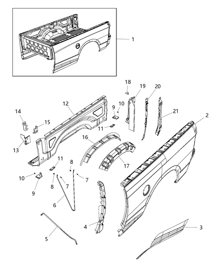 2014 Ram 1500 Panel Box Side Inner Diagram for 68175101AA