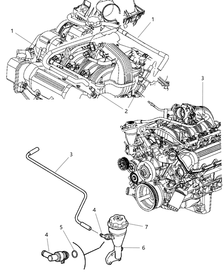 2006 Jeep Commander Tube Crankcase Vent To Air Cleaner Diagram for 53013758AB
