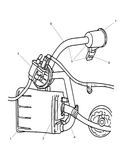 2002 Dodge Stratus Sedan Vacuum Canister & Leak Detection Pump Diagram