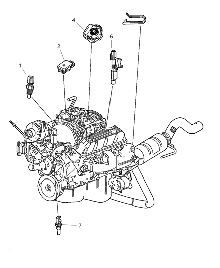 2004 Dodge Durango Sensors - Engine Diagram 3 - Thumbnail
