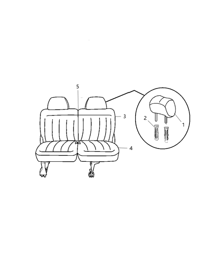 2007 Dodge Grand Caravan Cushion 50/50 Bench Diagram for 1HH251D5AA