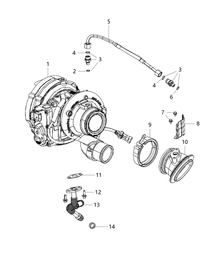 2020 Ram 2500 Turbocharger And Oil Hoses/Tubes Diagram