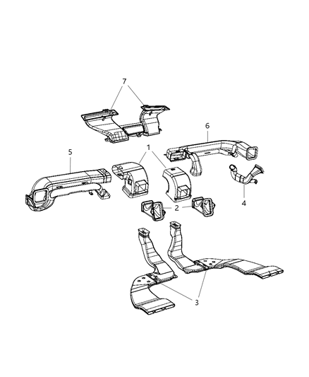 2008 Chrysler Town & Country Floor Duct, Front Passenger Side Diagram for 4677538AC