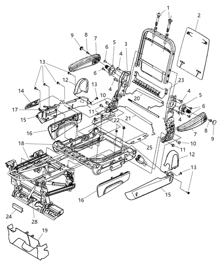 2006 Dodge Caravan Armrest, Gray, Rear Center Passenger Side Diagram for 1ED881D5AA