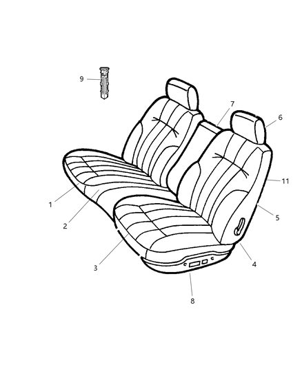 2003 Chrysler Concorde Panel Front Seat Back Diagram for UF541T5AA