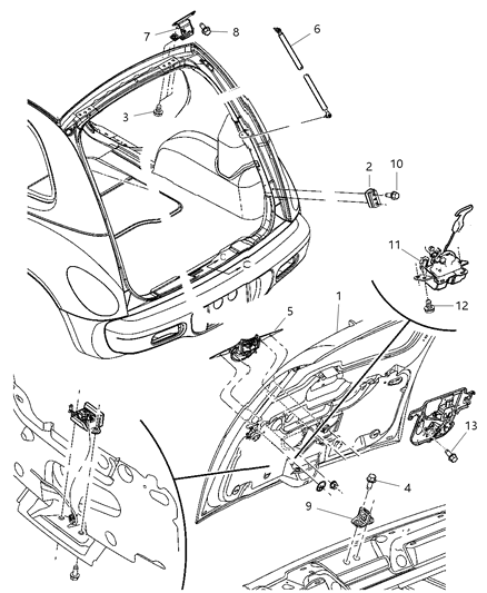 2010 Chrysler PT Cruiser Liftgate Hardware Diagram