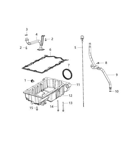 2015 Jeep Renegade Engine Oil Pan & Engine Oil Level Indicator & Related Parts Diagram 2 - Thumbnail