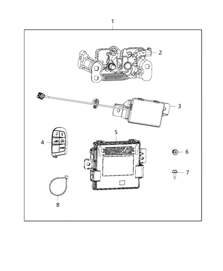 2015 Chrysler 200 Remote Start of Mopar Accessories - Component Parts Diagram