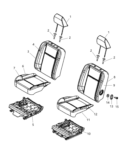2007 Dodge Ram 2500 Seat Back, Taupe, Front Driver Side Diagram for 1FM091D5AA