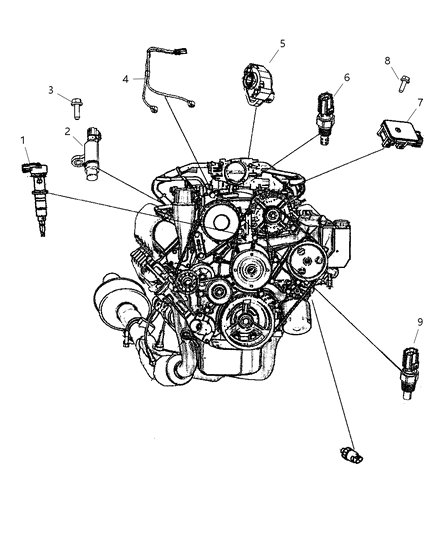 2008 Dodge Ram 3500 Pickup Sensors - Engine Diagram 2 - Thumbnail