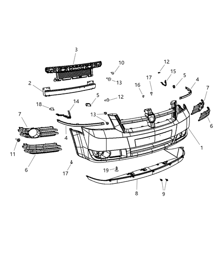 2010 Dodge Grand Caravan Fascia Front Diagram for 1AG01TZZAB