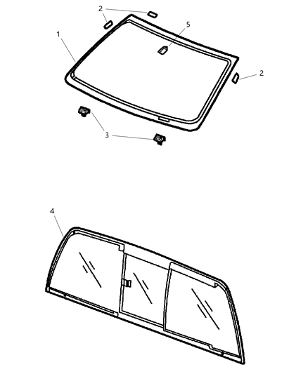 2007 Dodge Ram 3500 Cab Chassis Windshield, Backlite And Inside Mirror Diagram