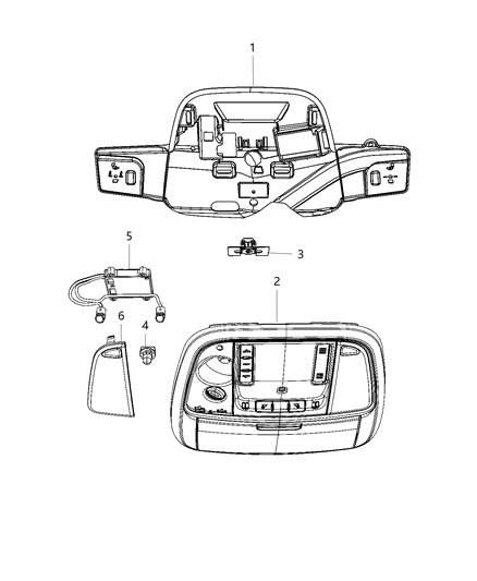 2018 Jeep Grand Cherokee Console Overhead Diagram for 1VS371L1AD